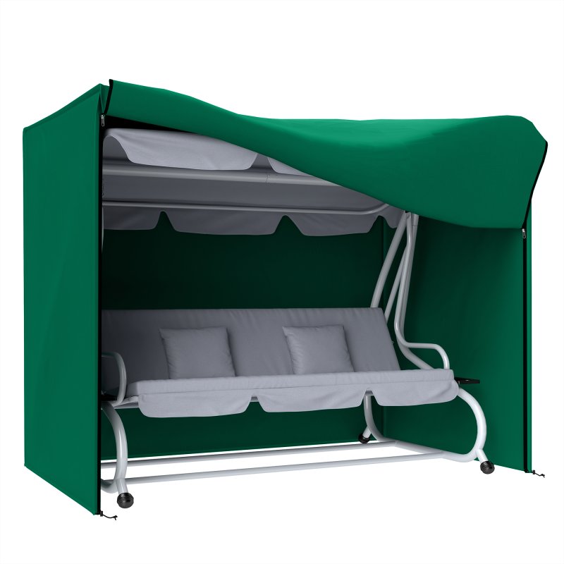 Outsunny 3 Seater Garden Swing Cover, Waterproof Swing Chair Cover, Windproof and Anti-UV 420D Outdoor Swing Bench Cover with Zip, 220 x 125 x 172cm, Green