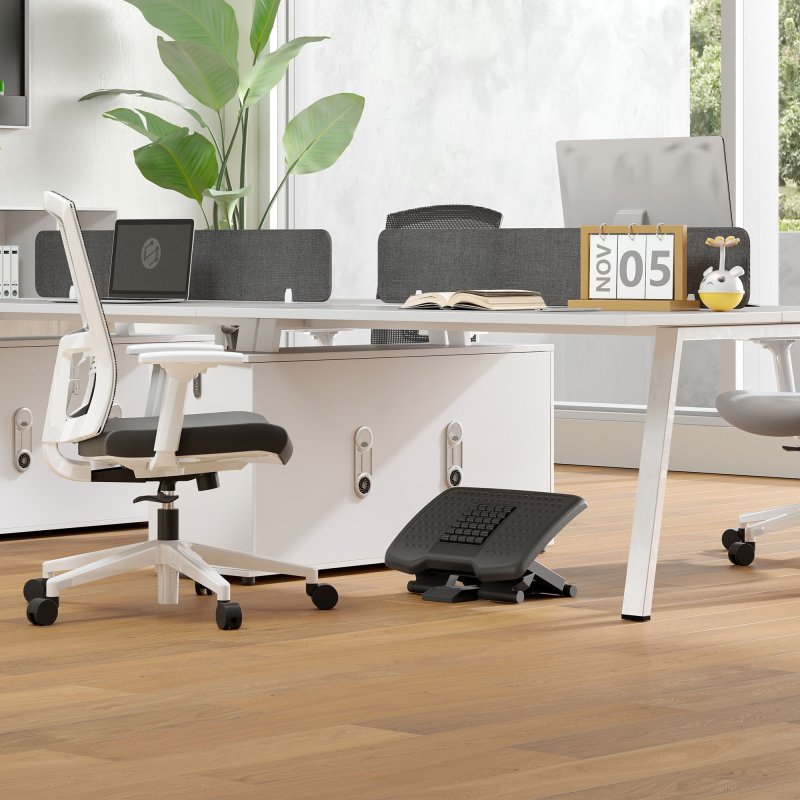 HOMCOM Foot Rest Under Desk with Massage Rollers, Desk Footrest at Work with Adjustable Angle and Height, Ergonomic Non-Slip Foot Stool for Office and Home