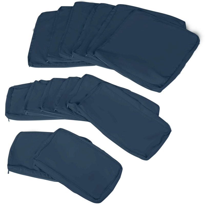 Outsunny Replacement Cushion Covers for Garden Sofa Set, Garden Rattan Sofa Cushion Polyester Cover Replacement Outdoor - No Cushion Included, Blue