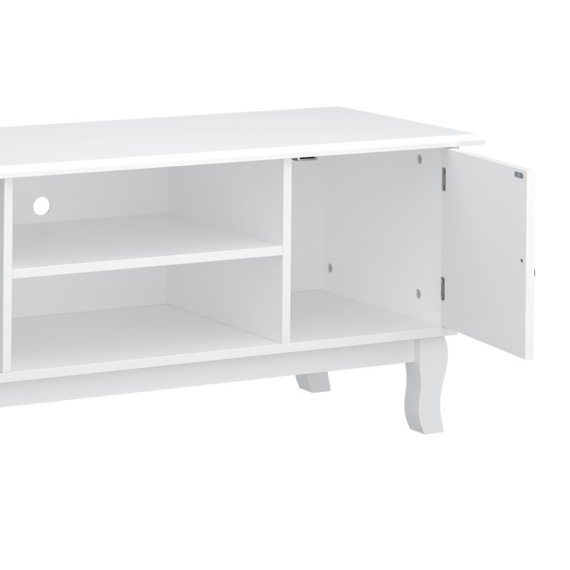 HOMCOM TV Unit up to 55", 2 Doors TV Cabinet with Open Storage Shelves and Cable Management for Living Room, Bedroom, Entertainment Room, 120L x 45W x 50.5H, White