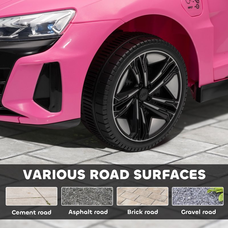 HOMCOM Audi RS e-tron GT Licensed Electric Car for Kids, 12V Battery Powered Electric Ride-on Toy with Remote Control Music, Suspension Wheels, Soft Start, for 3-5 years, Pink