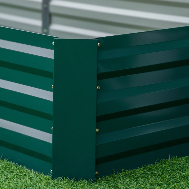 Outsunny 120 x 80cm/241L x 90.5cm Galvanised Raised Garden Bed, Metal Elevated Planter Box with Open Bottom, Outdoor Flower Pot for Growing Flowers, Herbs, Green