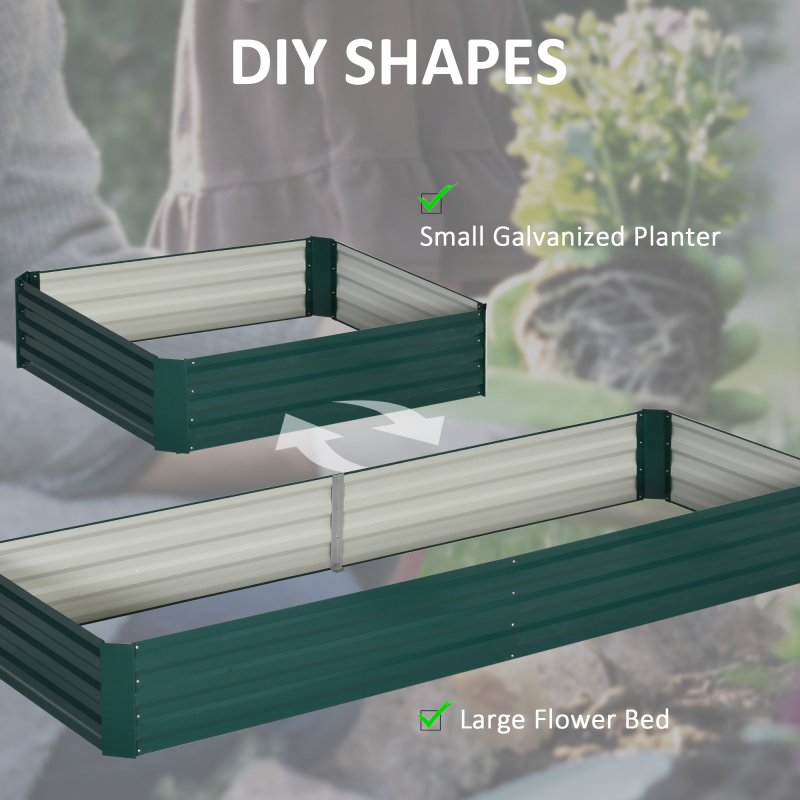 Outsunny 120 x 80cm/241L x 90.5cm Galvanised Raised Garden Bed, Metal Elevated Planter Box with Open Bottom, Outdoor Flower Pot for Growing Flowers, Herbs, Green