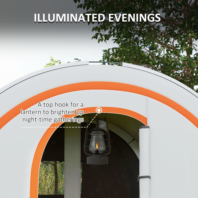 Outsunny 5-6 Man Camping Tent, 3000mm Waterproof Tunnel Family Tent Shelter with Bedroom and Adjustable Living Room, Easy Setup with Carry Bag, Cream and Orange