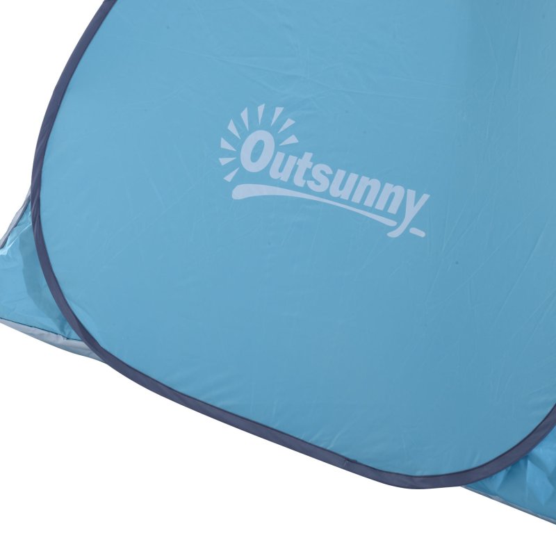 Outsunny Pop up Beach Tent, UV 30+ Portable Sun Shelter with Carry Bag, 2x1.5m for 2-3 Person, Blue