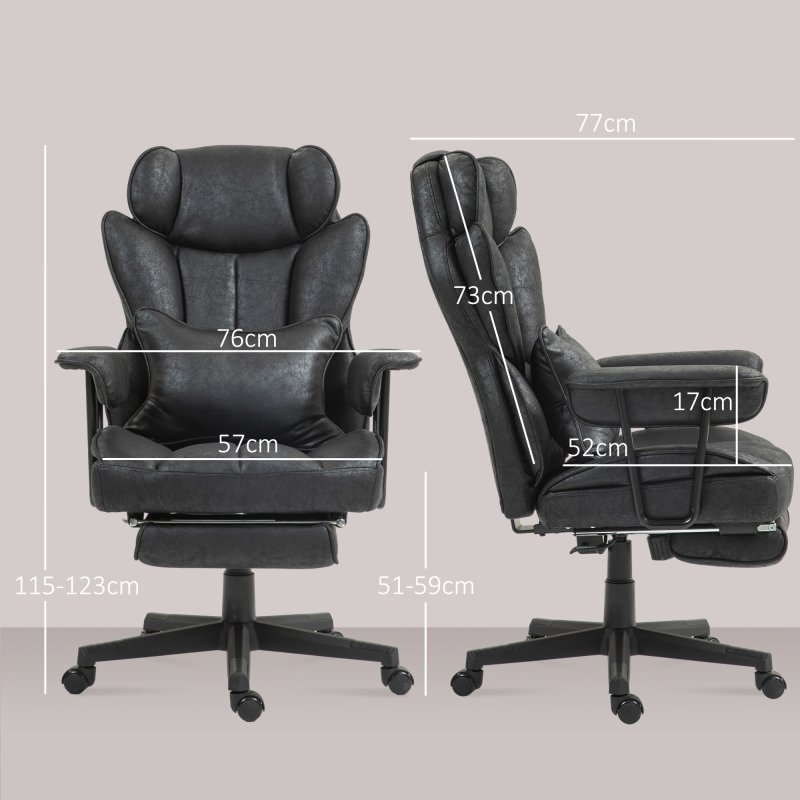 HOMCOM Massage Office Chair with 6 Point Massage and Heat, Desk Chair with Footrest, Reclining Backrest, Swivel Wheels, Adjustable Height, Black