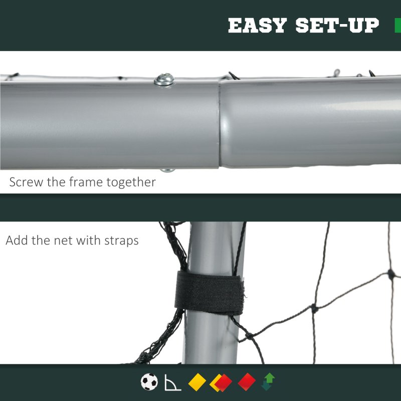 SPORTNOW 6ft x 4ft Football Goal, Football Net for Garden, Training Goal with Ground Stakes, Steel Frame