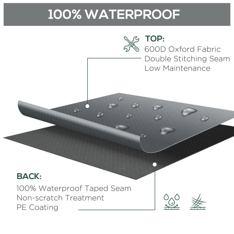 Outsunny 600D Oxford Outdoor Garden Furniture Sofa Set Cover, Waterproof Anti-UV Rattan Sun Lounger Protection Protector Cover, 205L x 192W x 61Hcm, Grey