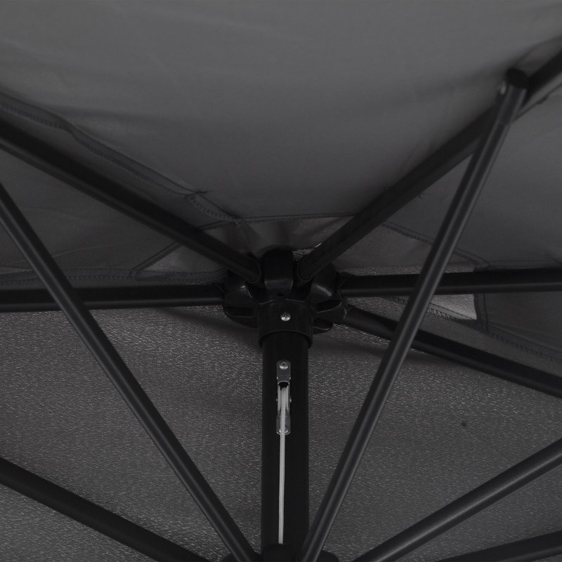 Outsunny 3(m) Half Parasol, Semi Round Umbrella with Metal Frame, Crank Handle for Balcony, Garden, Grey