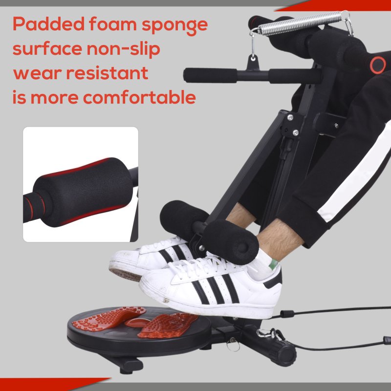 HOMCOM Multifunctional Sit Up Bench Exercise with Resistant Rope and Twist Waist Disc for Home, Office and Gym