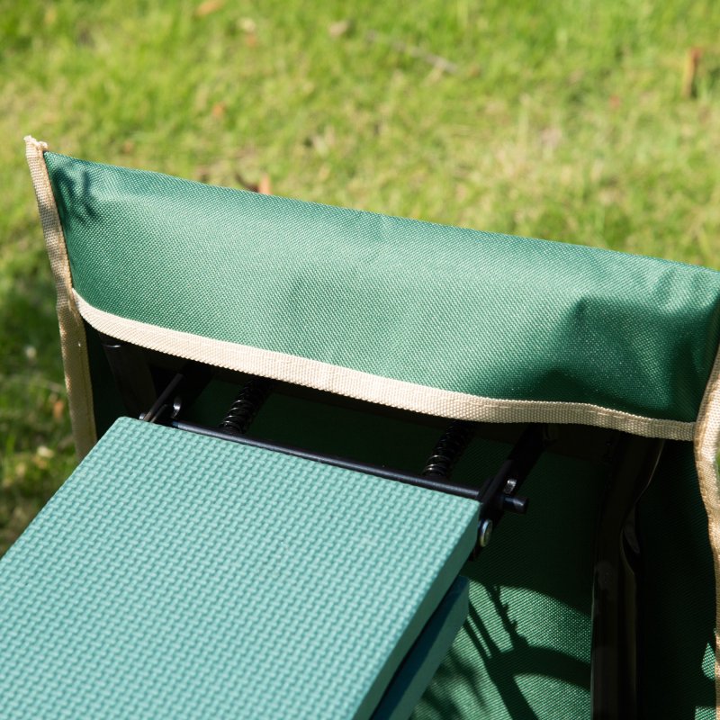 Outsunny 2 in 1 Garden Kneeler Seat, Kneeling Pad Support Bench, Foldable Knee Protector with Tool Bag, Green