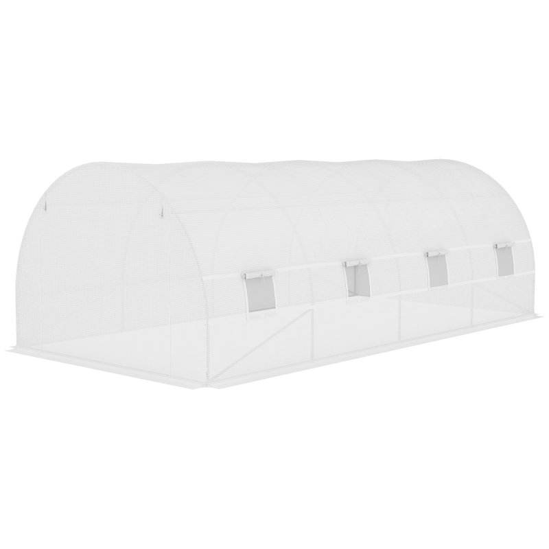 Outsunny 6 x 3 x 2m Greenhouse Replacement Cover ONLY Winter Garden Plant PE Cover for Tunnel Walk-in Greenhouse with Roll-up Windows Door Outdoor, White