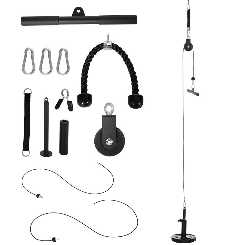 SPORTNOW Cable Machine Pulley System, Lat Pull Down System with DIY Loading Weight for Home Gym Biceps Triceps Arm Shoulder Back Training
