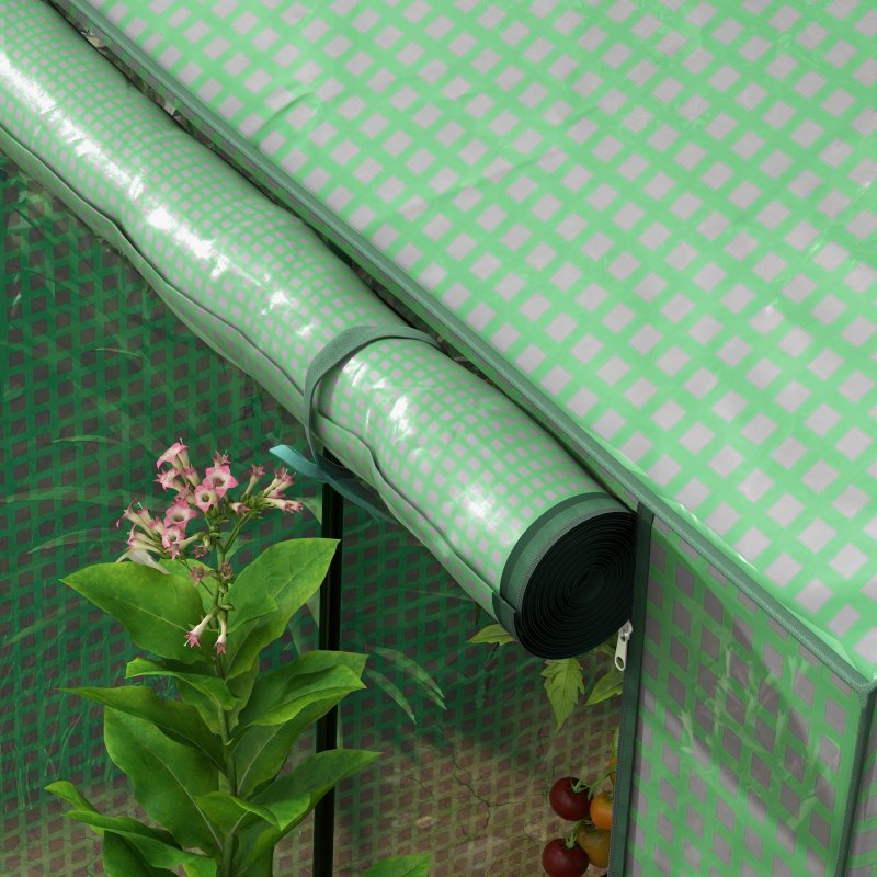 Outsunny Mini Greenhouse, Tomato Greenhouse Green House for Garden with 2 Roll-up Doors, Vent Holes and Reinforced PE Cover, 100 x 80 x 150cm, Green