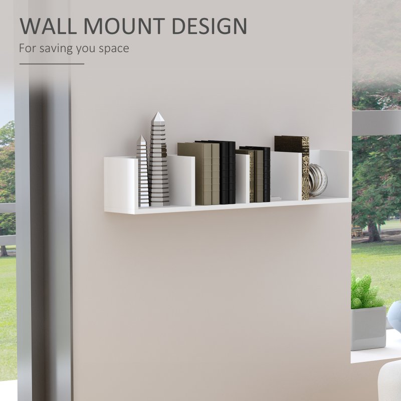 HOMCOM Wall Mount 84 CD / 56 DVD/Blu-ray/ Media Storage Rack 4 Cubes Wooden Shelf Organizer Unit Bookcase Display