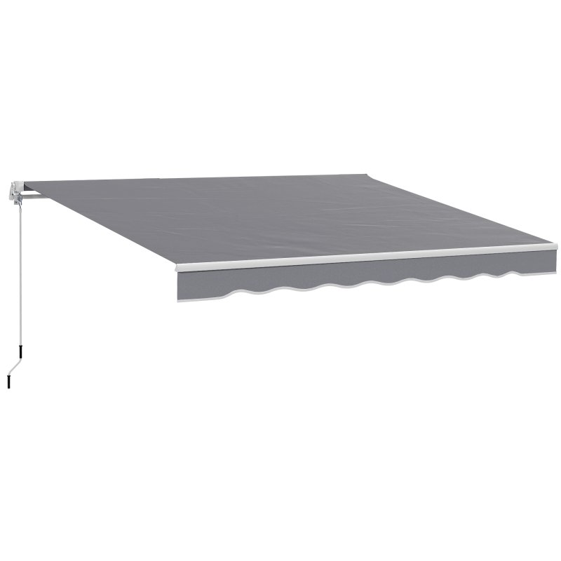 Outsunny 2.5m x 2m Retractable Awning, DIY Garden Awning Canopy, Anti-UV Sun Shade Shelter with Aluminium Frame and Crank Handle, Dark Grey