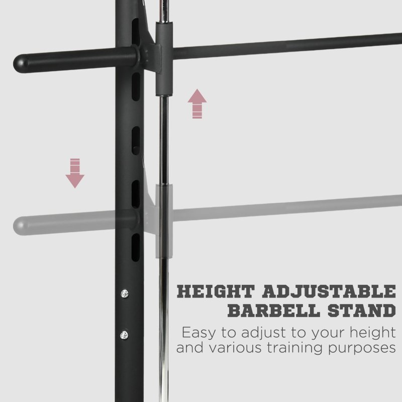 HOMCOM Smith Machine Squat Rack with Pull-Up Bar, Adjustable Weight Rack, Multi-Functional Weight Lifting Barbell Stand for Home, Gym, Strength Training