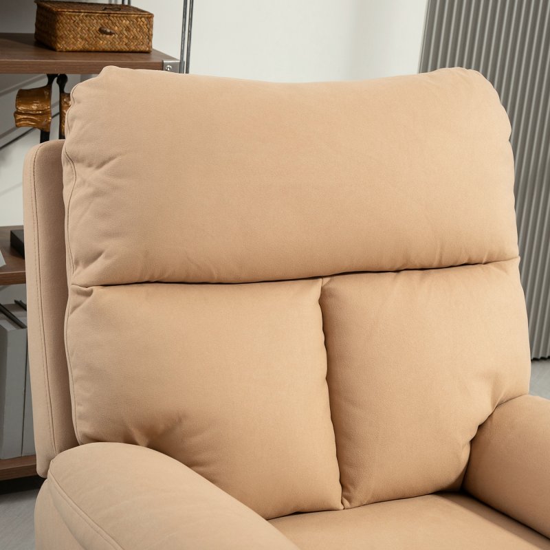 HOMCOM Recliner Armchair with Thick Padded Spring Cushion, Microfibre Manual Reclining Chair with Adjustable Leg Rest for Living Room, Bedroom, Light Brown