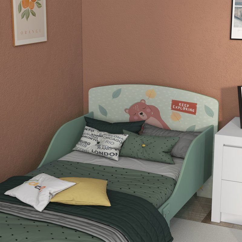 ZONEKIZ Toddler Bed Frame, Kids Bedroom Furniture for Ages 3-6 Years, 77 x 143 x 60cm