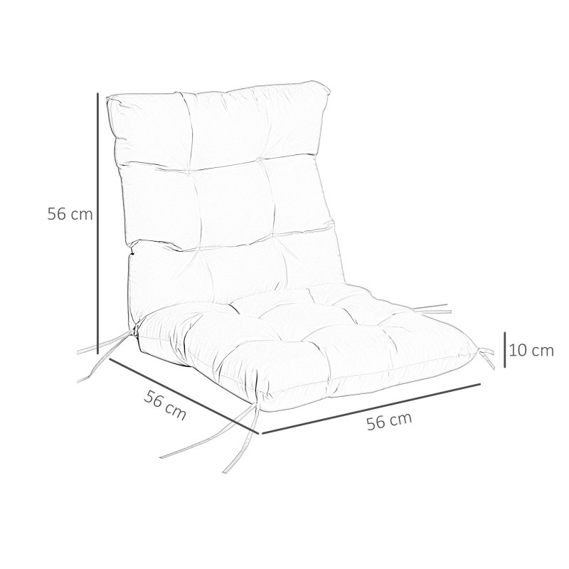 Outsunny Garden Back Chair Cushion, Comfortable Patio Seat Cushion Pad with Backrest for Outdoor & Indoor Use, Cream White