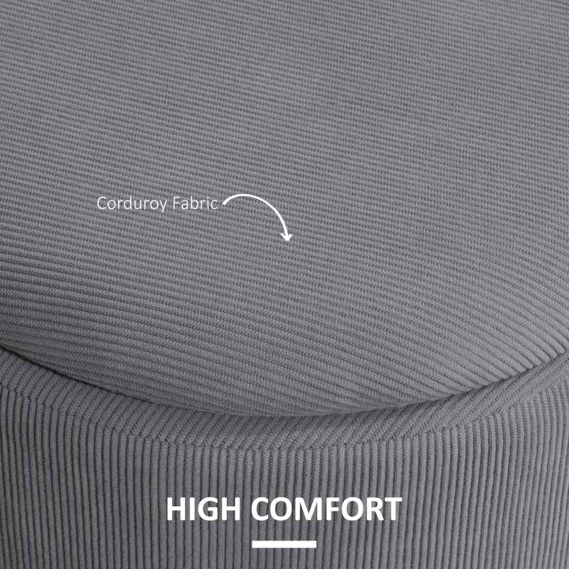 HOMCOM Set of 2 Round Ottoman with Storage, Fabric Vanity Stool for Makeup, Footrest Stool with Removable Lid for Living Room & Bedroom