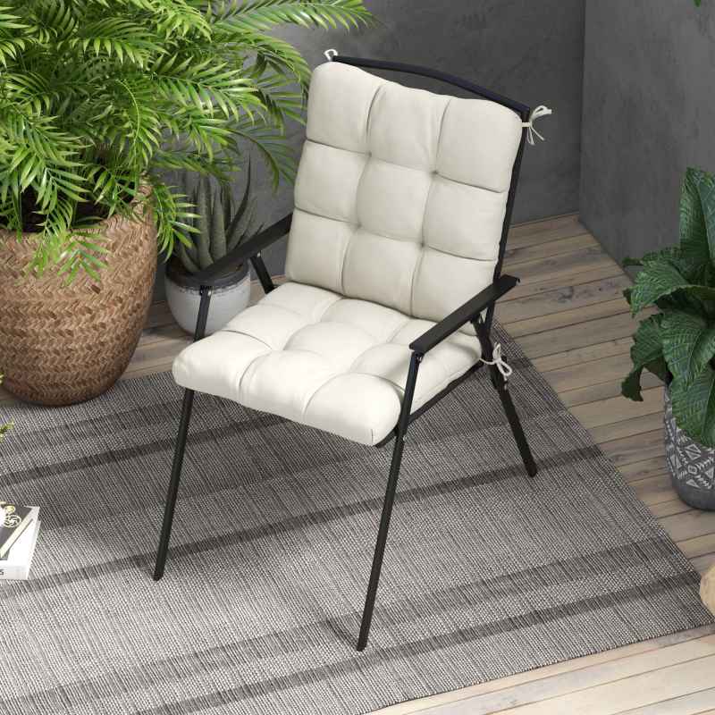 Outsunny Garden Back Chair Cushion, Comfortable Patio Seat Cushion Pad with Backrest for Outdoor & Indoor Use, Cream White