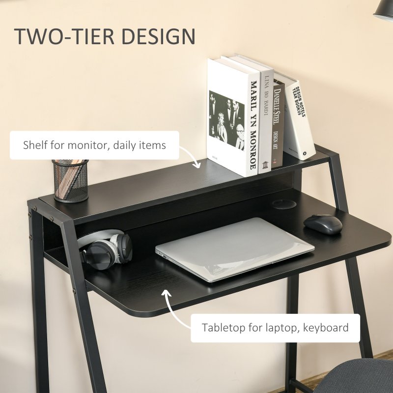 HOMCOM Writing Desk Computer Table Home Office PC Laptop Workstation Storage Shelf 84L x 45W cm