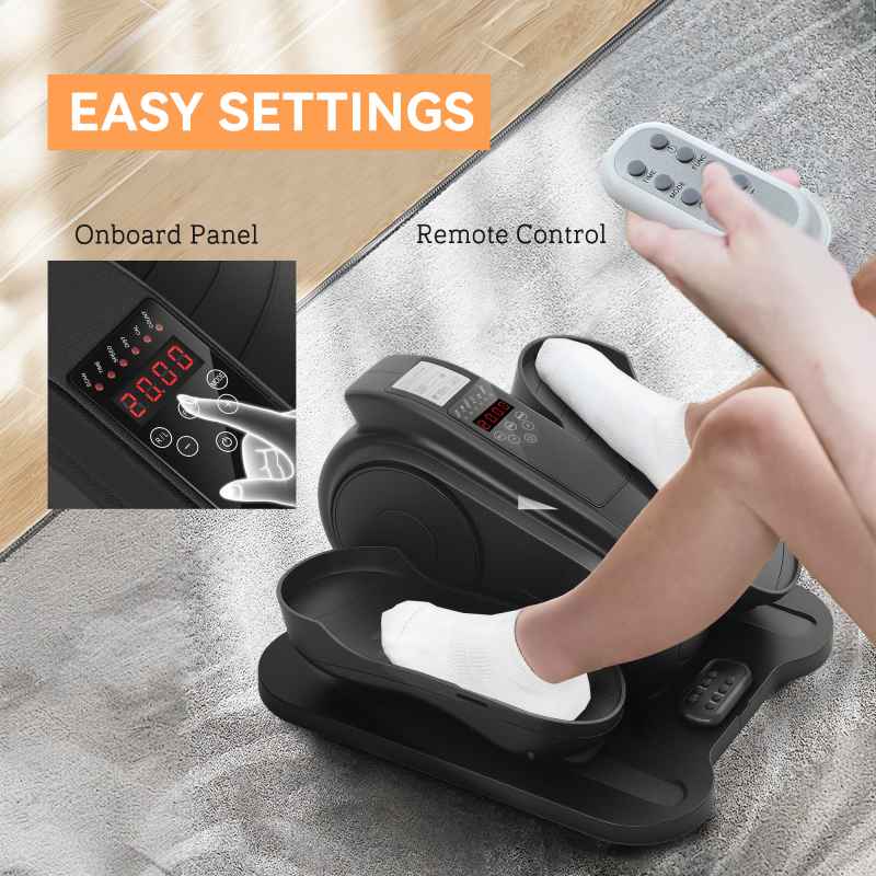SPORTNOW Under Desk Elliptical Machine, Seated Pedal Exerciser, Mini Elliptical Trainer with LCD Monitor, Remote Control and 10 Adjustable Speed, Quiet & Portable for Seniors, Black