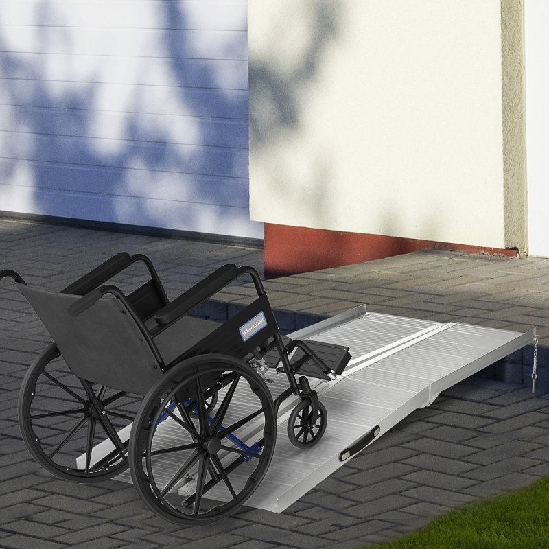 HOMCOM Folding Aluminum Wheelchair Ramp Portable Assist Suitcase Access Aid Disabled 6ft