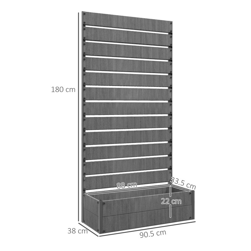 Outsunny Garden Planter with Trellis for Climbing Plants, Vines, Flowers, Freestanding Raised Bed for Garden, Outdoor, Patio, Planter Box with Drainage Gap, Dark Grey