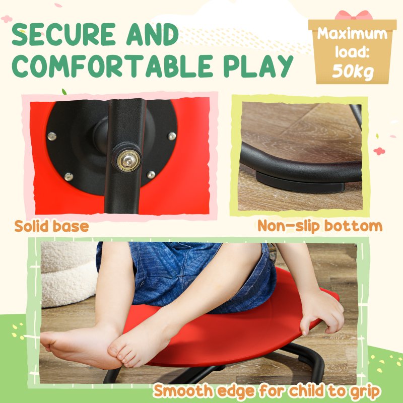 AIYAPLAY Sensory Spinning Chair, Kids Swivel Chair for Coordination, Balance, Red