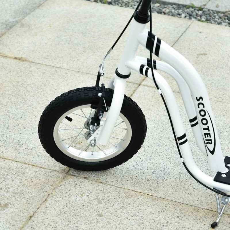 HOMCOM Kids Scooter, Teen Push Scooter with Big Wheels, 85-95cm Adjustable Handlebar Height, Dual Brakes, Scooter for Kids 5+ Years Old, White