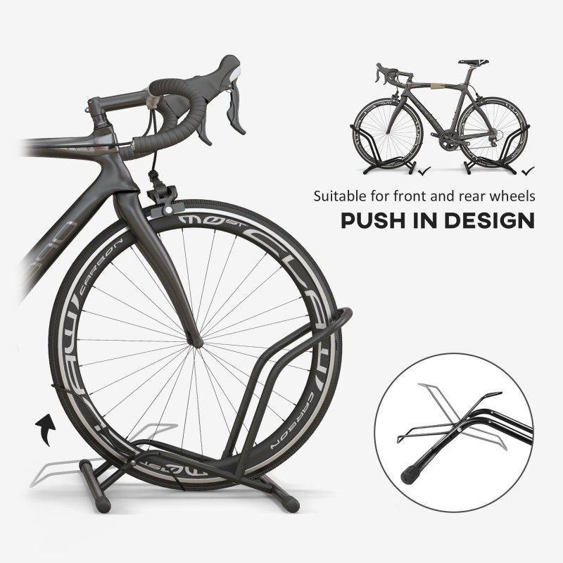 SPORTNOW Bike Floor Stand, Portable Bike Rack, Freestanding Parking Stand Holder for 16"-29" Mountain/Road Bikes Garage Indoor Outdoor Use