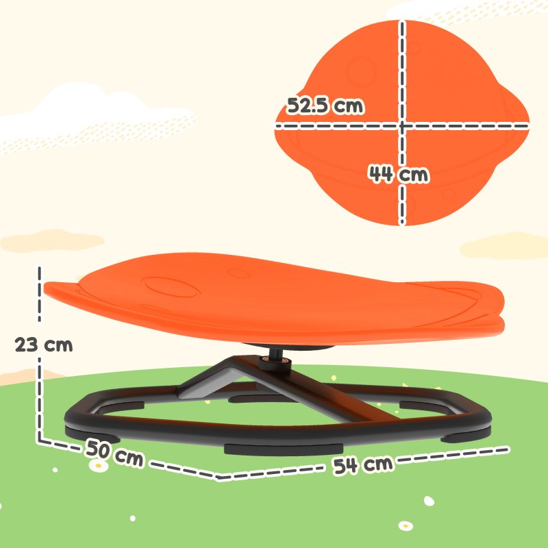 AIYAPLAY Sensory Spinning Chair for Kids, Planet-Shaped Swivel Chair for Balance and Coordination Training, Multi-Position Spinning Seat with Non-Slip Base, Orange