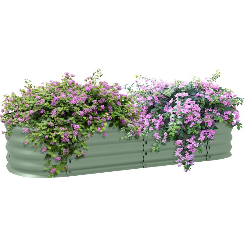 Outsunny Galvanised Raised Beds for Garden, Metal Elevated Planter Box with Safety Edging, Easy DIY for Growing Flowers, Herbs, Succulents, 150 x 62 x 30cm, Green