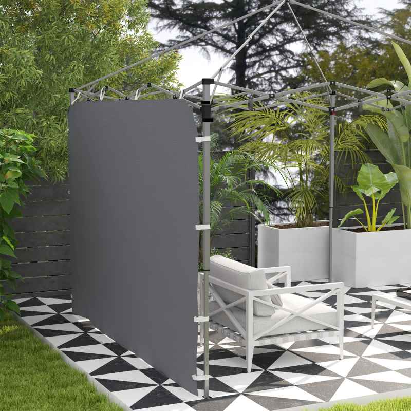 Outsunny Gazebo Side Panel, Canopy Sidewall Panel with 4 Mesh Bags and 2 Storage Pockets for 3 x 3 m Straight Leg Pop Up Gazebos, 1 Pack Sidewall Only, Grey