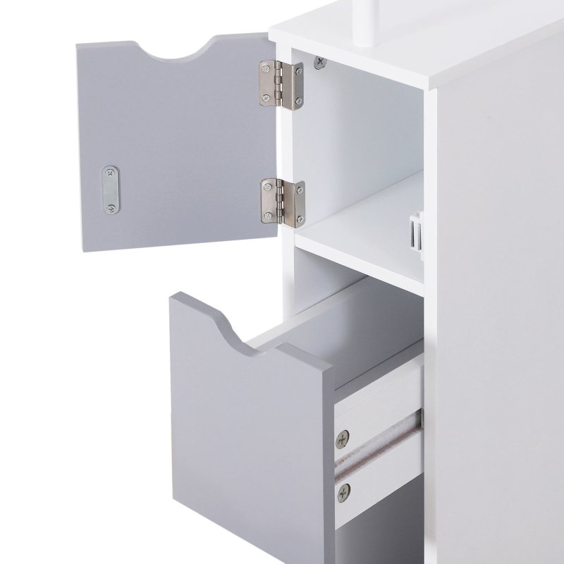 HOMCOM Tall Bathroom Cabinet, Freestanding Bathroom Storage Cabinet with 2-Tier Shelf and Drawers, Narrow Cupboard Storage Unit