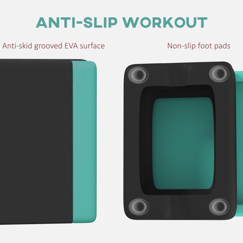 SPORTNOW Fitness Stepper, 3-Height Adjustable Aerobic Step, Non-Slip Exercise Step Board for Home Gym Office Workout, 10.5cm, 15.5cm, 20.5cm, Green