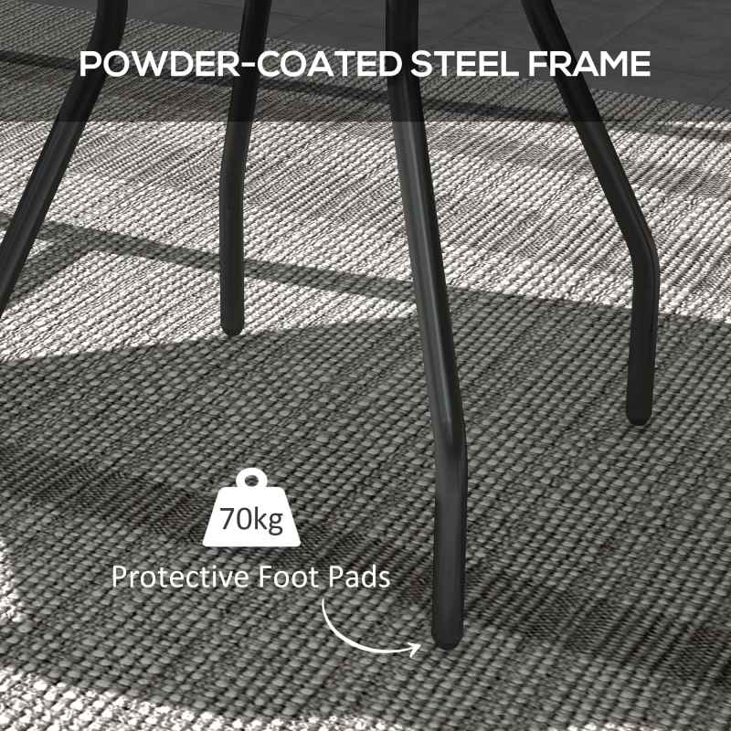 Outsunny 60 cm Garden Round Coffee Table,  Outdoor Side Table with Tempered Glass Printed Table Top and Foot Pads for Porch, Balcony, Tan Brown