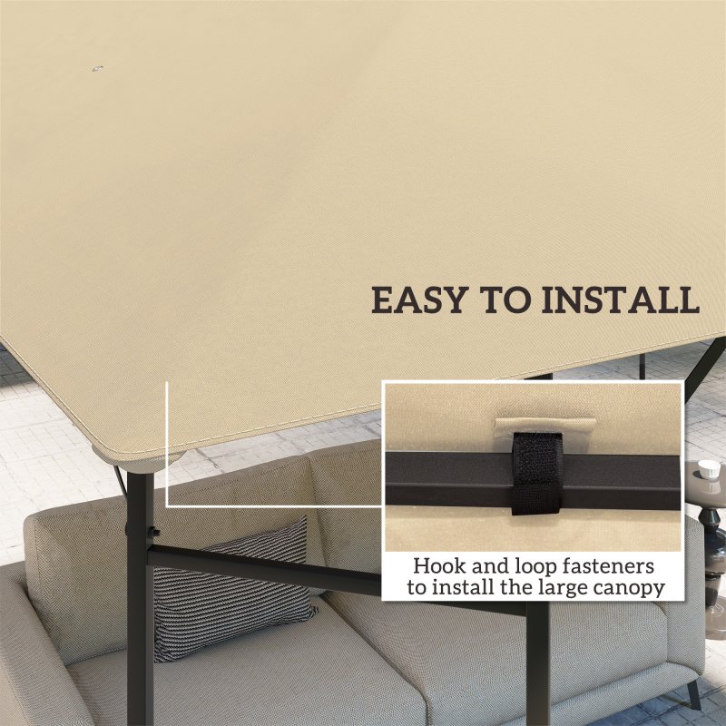 Outsunny 3 x 3(m) Gazebo Canopy Replacement Cover, Garden Gazebo Roof Replacement with Drain Holes, Water Resistant PVC Coating, 370g, UPF30+, TOP COVER ONLY