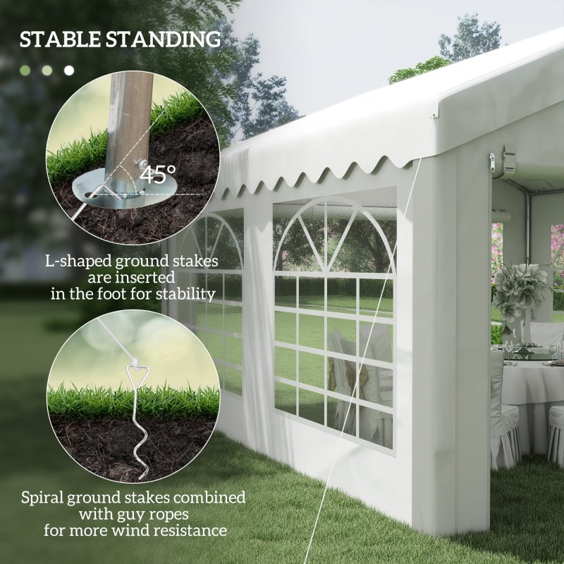 Outsunny 4m x 4m Marquee Party Tent, Heavy Duty Wedding Canopy with Sidewalls, Doors, Windows, Galvanised Garden Gazebo for Parties Events, White