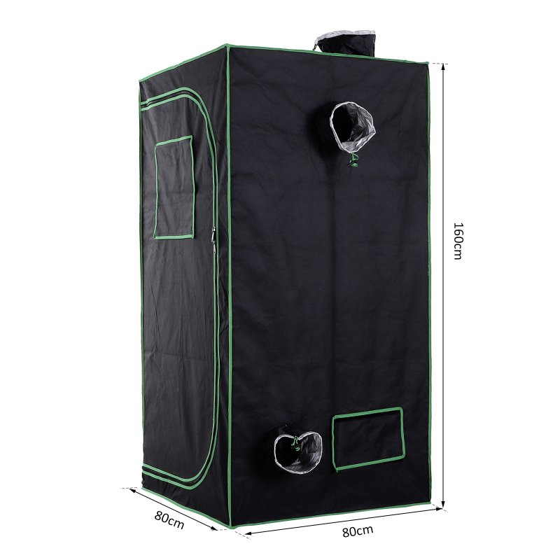 Outsunny Grow Tent Reflective Mylar Hydroponic with Adjustable Vents and Floor Tray for Indoor Plant Growing, 80 x 80 x 160 cm (31.5
