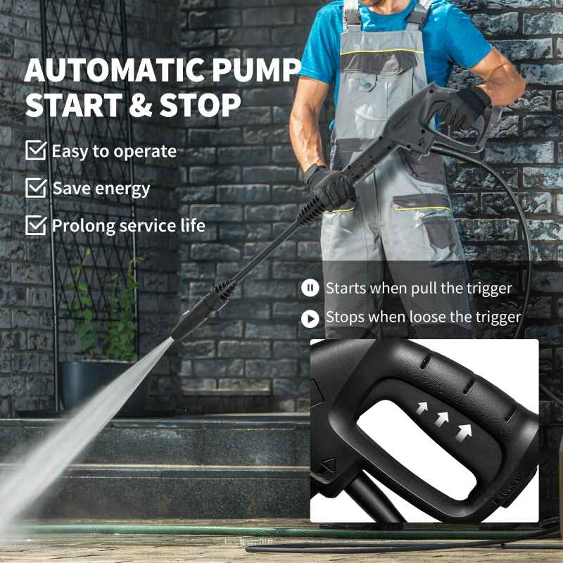 Outsunny 1800W High Pressure Washer, 150 Bar Pressure, 420 L/h Flow, Portable Power Washer Jet Wash Cleaner with Adjustable Nozzle, 6M Hose, Steel Handle for Home Patio Car Driveway, Blue