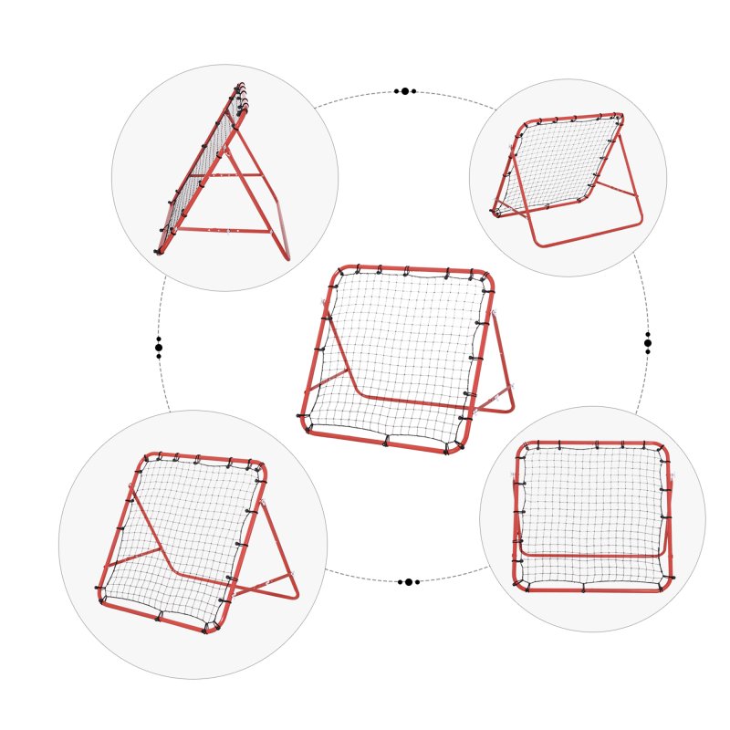 HOMCOM Rebounder Net Practise Kickback Target Goal with 5 Angles, for Teens, Adults, Softball, Football Training, Red