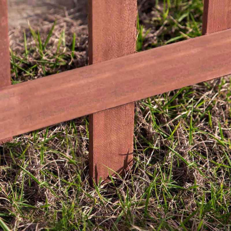 Outsunny Pack of 12 Wooden Border Fences, Garden Fixed Picket Fence for Lawn Edging, Flowerbed, 60L x 1D x 34H cm, Rustic Brown