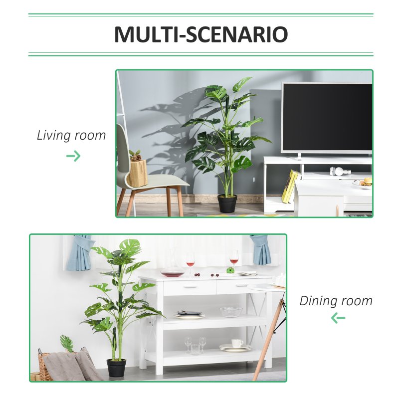Outsunny 100cm/3.3FT Artificial Monstera Tree Decorative Cheese Plant 21 Leaves with Nursery Pot, Fake Tropical Palm Tree for Indoor Outdoor D??cor