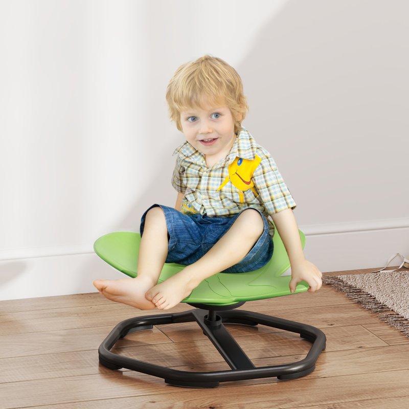AIYAPLAY Sensory Spinning Chair for Kids, Butterfly-Shaped Swivel Chair for Balance and Coordination Training, Multi-Position Spinning Seat with Non-Slip Base, Green
