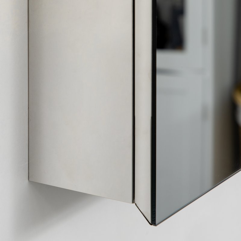 kleankin Bathroom Mirror Cabinet, Stainless Steel Wall-Mounted Bathroom Storage Cabinet with 2 Hinged Doors and Shelves for Laundry Room, 54W x 60Hcm, Silver