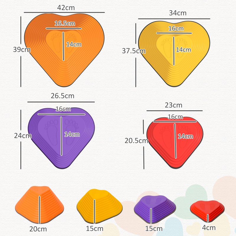 AIYAPLAY Kids Stepping Stones, 11 Piece Balance Stepping Stones for Kids, Heart-Shaped Non-Slip Stackable River Stones, Sensory Toy for Balance and Motor Skills, Indoor Outdoor Obstacle Courses