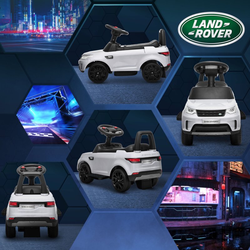 AIYAPLAY Land Rover Licensed 6V Kids Electric Ride On Car, 2-in-1 Sliding Car, Battery Powered Car with Headlights, Music, Horn, for 18-60 Months, White